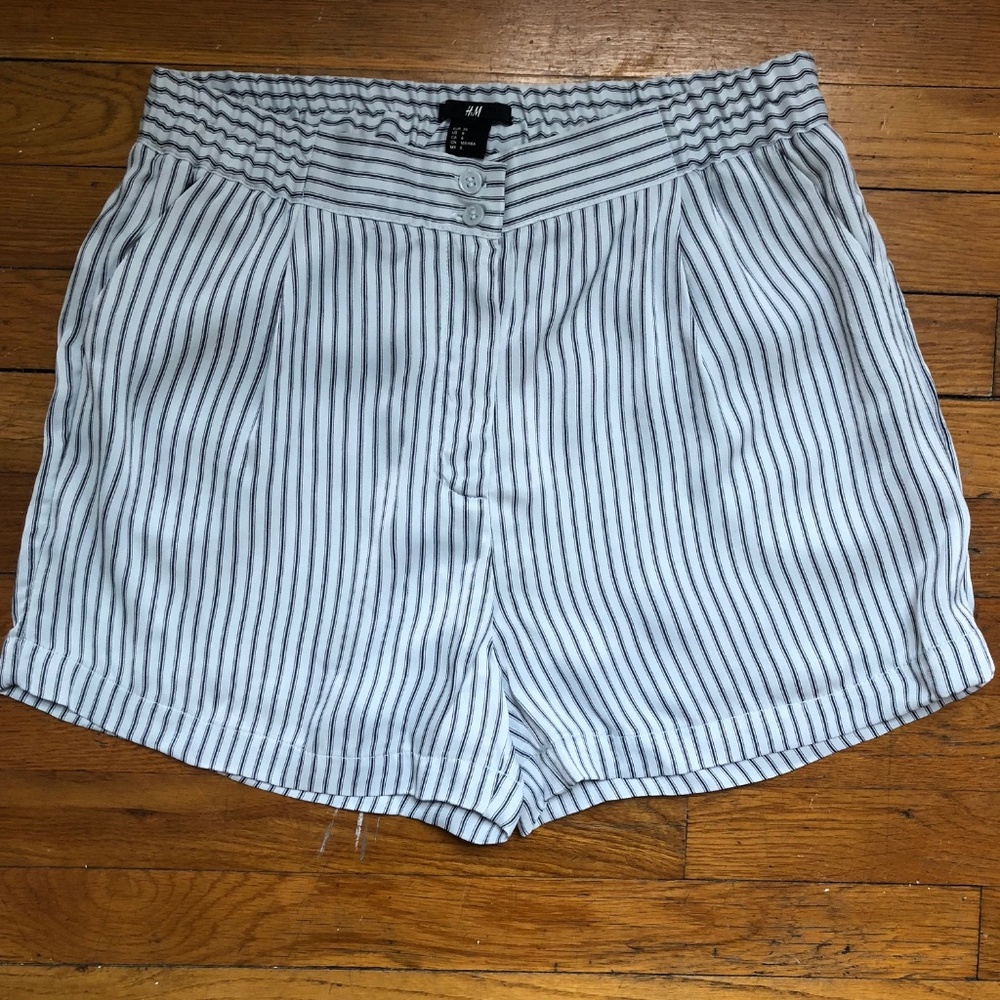 H&M Striped Satin Soft Shorts Size 6 NWOT